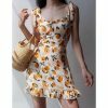 Cream White Mini Dress with Lemon Pattern Y2K Streetwear Aesthetic