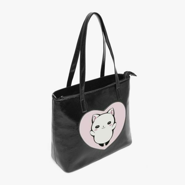 Curio Cat Kitty Heart Shaped Fashion Bag - Y2K Neko Love Tote