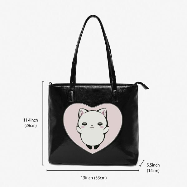 Curio Cat Kitty Heart Shaped Fashion Bag - Y2K Neko Love Tote