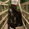 Cute Brown Y2K Streetwear Long Skirt with Boho Grunge Aesthetics