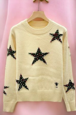 Diamond Studded Star Sweater | Y2K Streetwear Aesthetic