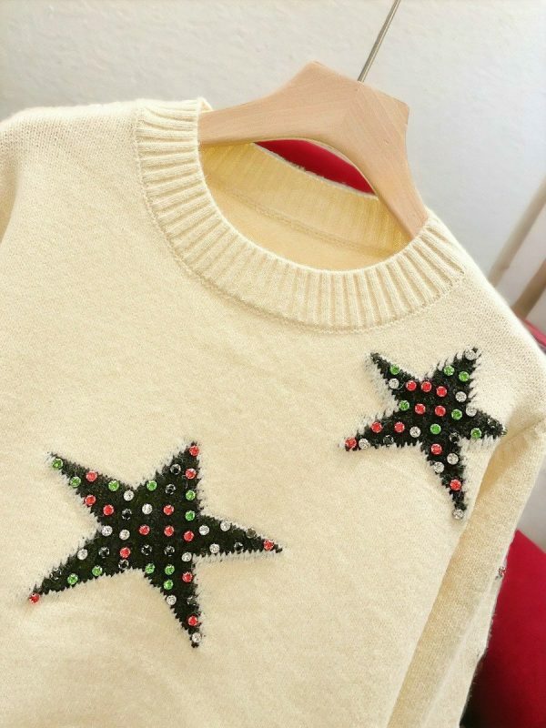 Diamond Studded Star Sweater | Y2K Streetwear Aesthetic