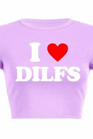 DILFS Y2K Slogan Crop Tee Retro Letter Cropped Top Women's Streetwear