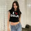 DILFS Y2K Slogan Crop Tee Retro Letter Cropped Top Women's Streetwear