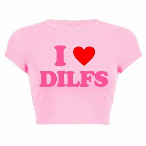 DILFS Y2K Slogan Crop Tee Retro Letter Cropped Top Women's Streetwear