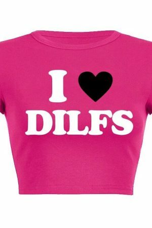 DILFS Y2K Slogan Crop Tee Retro Letter Cropped Top Women's Streetwear