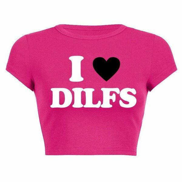 DILFS Y2K Slogan Crop Tee Retro Letter Cropped Top Women's Streetwear