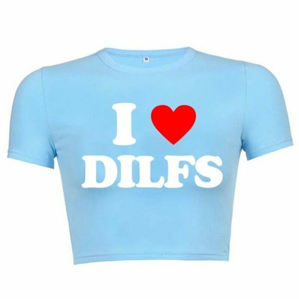 DILFS Y2K Slogan Crop Tee Retro Letter Cropped Top Women's Streetwear