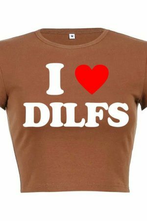 DILFS Y2K Slogan Crop Tee Retro Letter Cropped Top Women's Streetwear