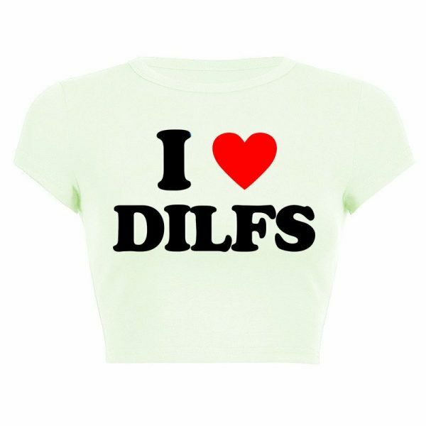 DILFS Y2K Slogan Crop Tee Retro Letter Cropped Top Women's Streetwear