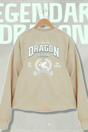 Dragon Legend College Sweatshirt Medieval Preppy Y2K Streetwear