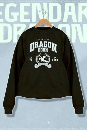 Dragon Legend College Sweatshirt Medieval Preppy Y2K Streetwear