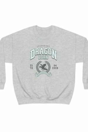 Dragon Legend College Sweatshirt Medieval Preppy Y2K Streetwear