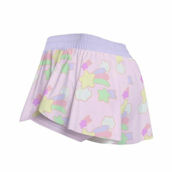 Dreamy Pink Flowy Y2K Candycore Soft Pastel Shorts