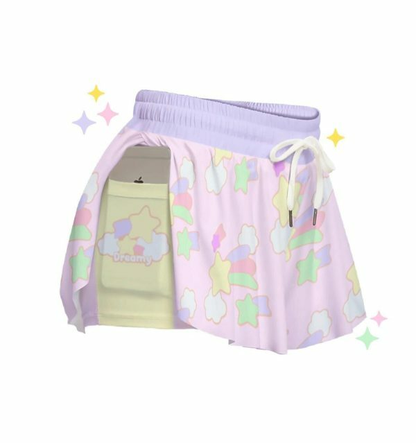 Dreamy Pink Flowy Y2K Candycore Soft Pastel Shorts