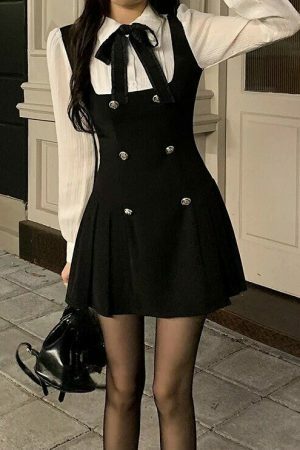 Elegant Black Bow Mini Dress | Y2K Streetwear Aesthetic