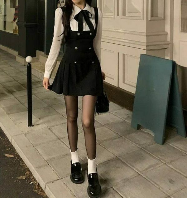 Elegant Black Bow Mini Dress | Y2K Streetwear Aesthetic