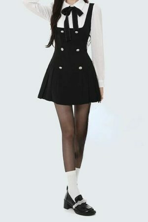 Elegant Black Bow Mini Dress | Y2K Streetwear Aesthetic