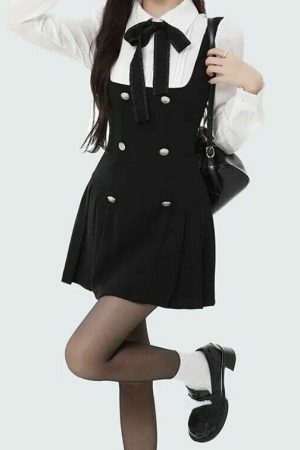 Elegant Black Bow Mini Dress | Y2K Streetwear Aesthetic