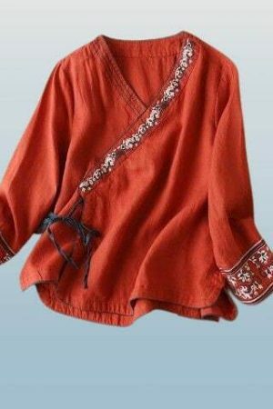 Embroidered Y2K Asymmetrical Tunic Oversized Shirt - Women's Streetwear