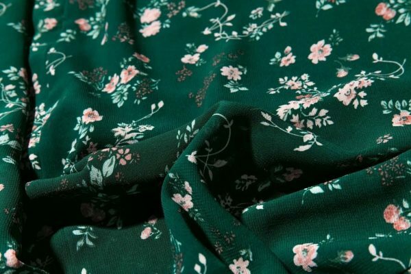 Emerald Green Floral Midi Dress with Pink Flowers - Y2K Streetwear Aesthetic