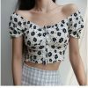 Floral Puff Sleeves Crop Top - Y2K Streetwear French Retro Aesthetic