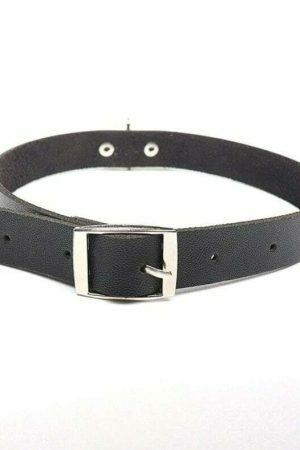 Geometric Leather Gothic Choker Necklace | Y2K Streetwear Punk Jewelry