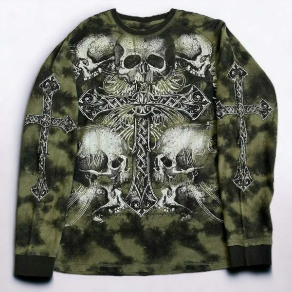 Goth Skull Y2K Streetwear Long Sleeve Top