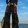 Gothic Baggy Cargo Pants Women Low Waist Wide Leg Vintage Chain Trousers