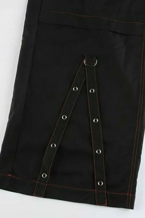 Gothic Baggy Cargo Pants Women Low Waist Wide Leg Vintage Chain Trousers