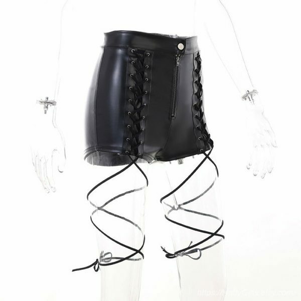 Gothic Bandage Punk Zip Up Women Shorts Grunge Streetwear Y2K Aesthetic