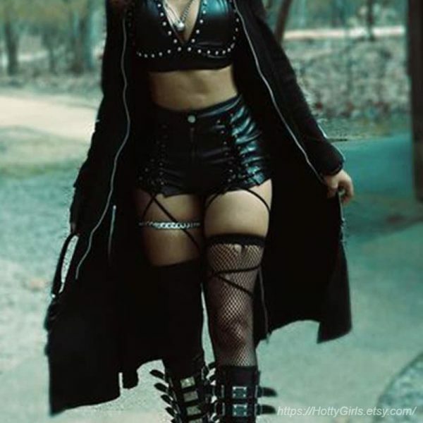 Gothic Bandage Punk Zip Up Women Shorts Grunge Streetwear Y2K Aesthetic