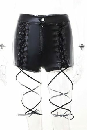 Gothic Bandage Punk Zip Up Women Shorts Grunge Streetwear Y2K Aesthetic