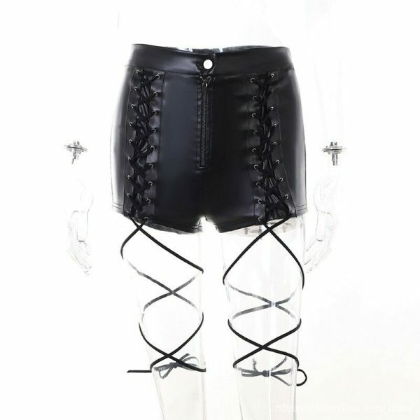 Gothic Bandage Punk Zip Up Women Shorts Grunge Streetwear Y2K Aesthetic