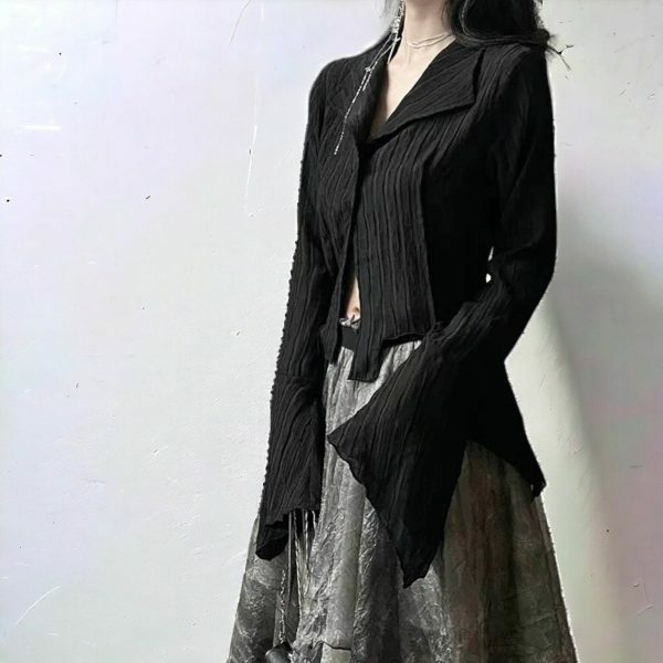 Gothic Black Y2K Streetwear Blouse for Women