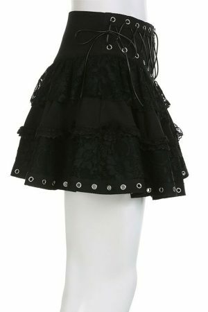 Gothic Lace Skirt Y2K Dark Academia Aesthetic