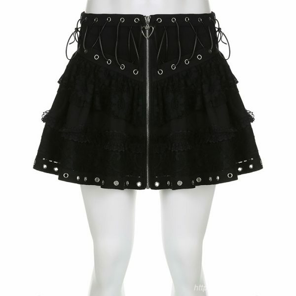 Gothic Lace Skirt Y2K Dark Academia Aesthetic