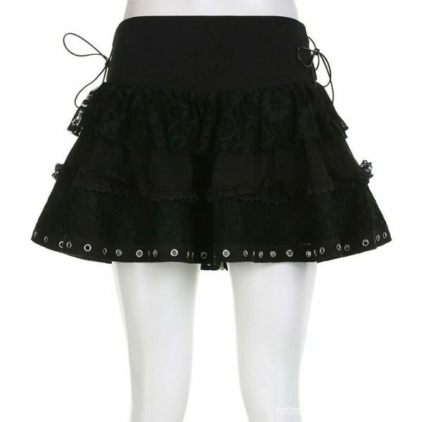 Gothic Lace Skirt Y2K Dark Academia Aesthetic