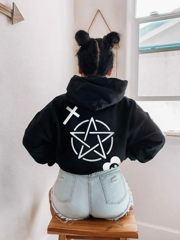 Gothic Oversized Graphic Hoodie for Trendy Y2K Aesthetic