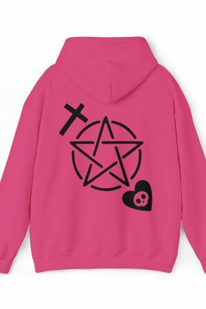 Gothic Oversized Graphic Hoodie for Trendy Y2K Aesthetic