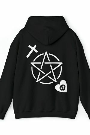 Gothic Oversized Graphic Hoodie for Trendy Y2K Aesthetic