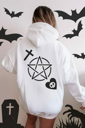 Gothic Oversized Graphic Hoodie for Trendy Y2K Aesthetic