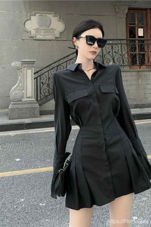 Gothic Pleated Streetwear Dress