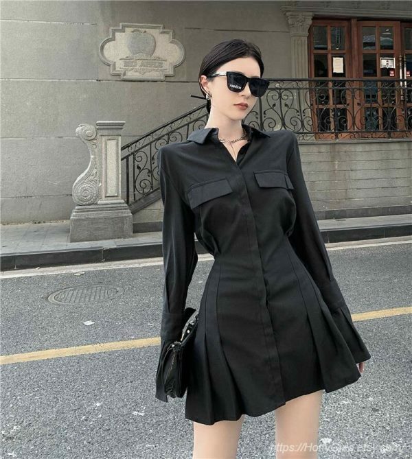 Gothic Pleated Streetwear Dress