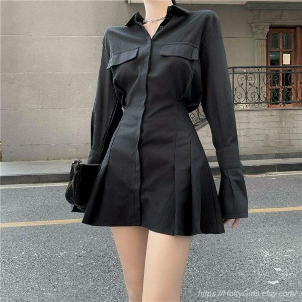 Gothic Pleated Streetwear Dress