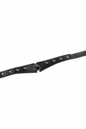 Gothic PU Leather Studded Collar Choker with Ring - Y2K Streetwear Necklace for Women