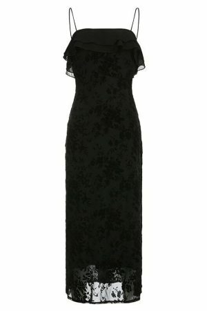 Gothic Strapless Floral Mesh Black Long Dress