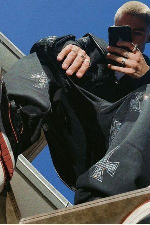 Gothic Zip-Up Hoodie with Oversized Print, Y2K Streetwear Aesthetic