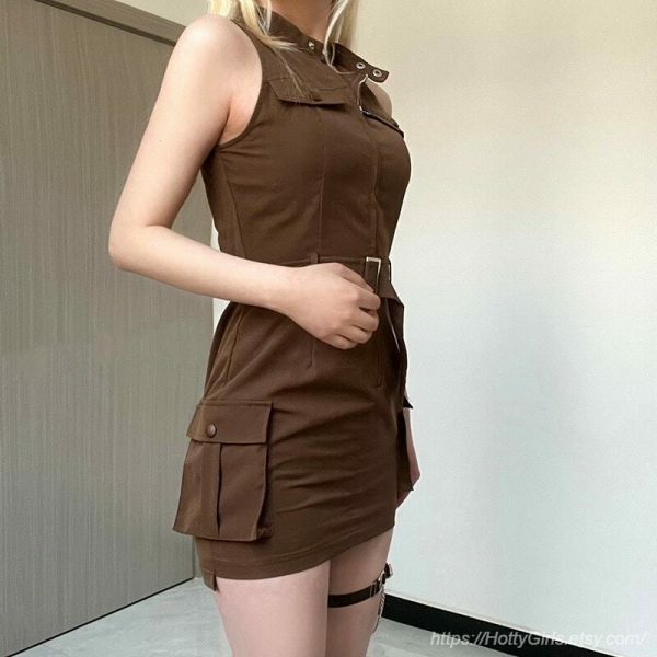 Grunge Y2K Korean Cargo Tank Dress