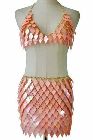 Handcrafted Sequins Patchwork 2-Piece Y2K Streetwear Set - Sexy Clubwear Crop Top with Mini Skirt